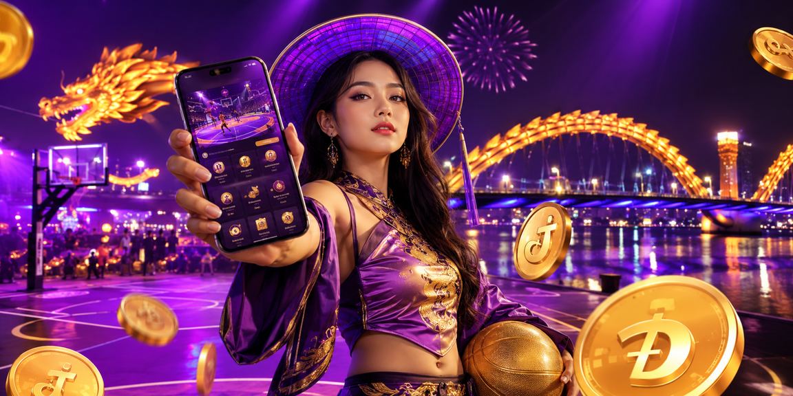 Màn hình neon hiển thị kèo bóng rổ trong đêm tại Đà Nẵng